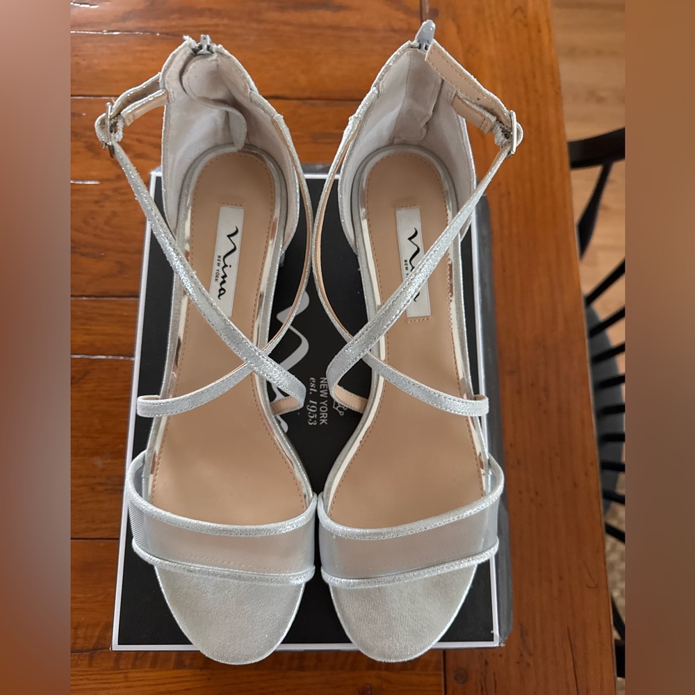 Nina Ginette Women's Silver Strappy Sandals